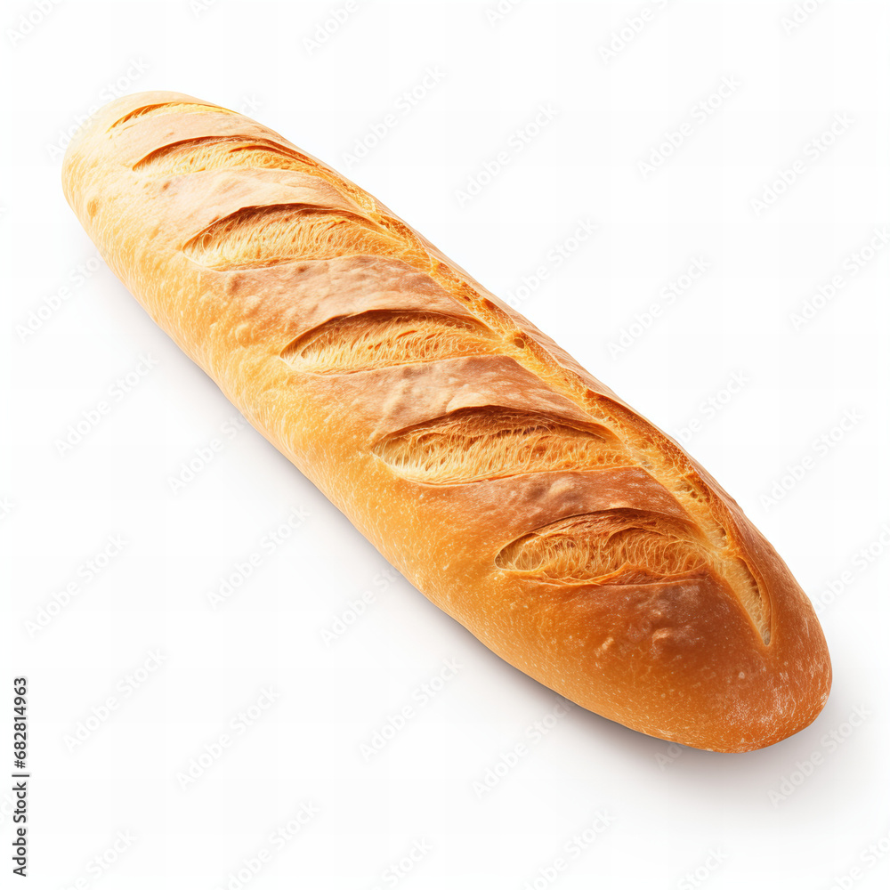 French loaf bread isolated on white background