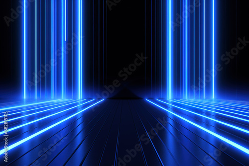 3d render abstract blue neon background