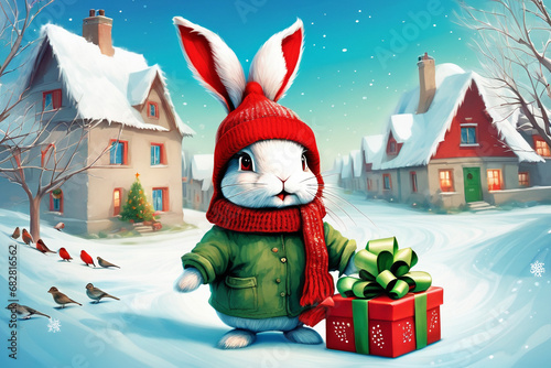 christmas bunny. Generative AI
