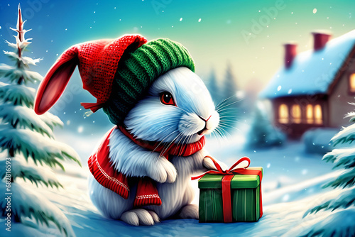 christmas bunny. Generative AI