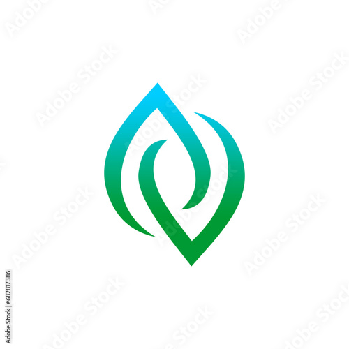 Leaf and Water Logo Design. Drop Water Leaf Vector Illustration