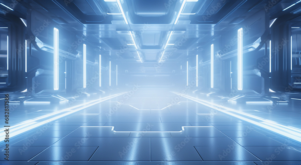 Futuristic corridor with glowing lights Futuristic corridor with glowing lights