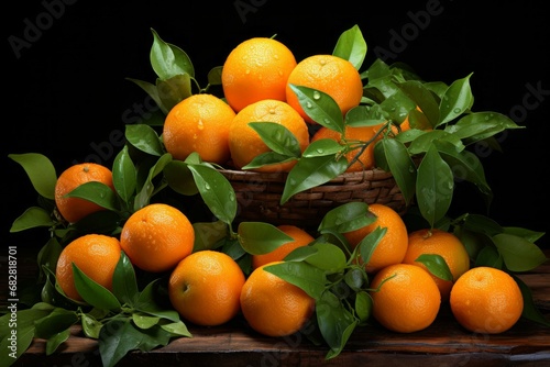 Succulent Fresh ripe tangerines. Healthy natural food. Generate Ai