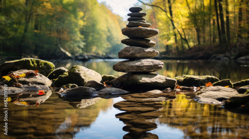 Stacked Stones in a Serene Environment