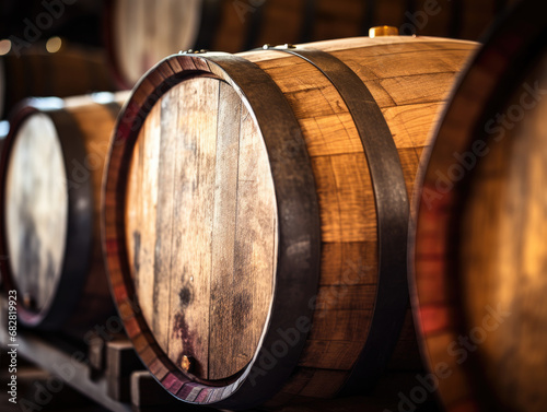 Close-Up of Wine Barrels