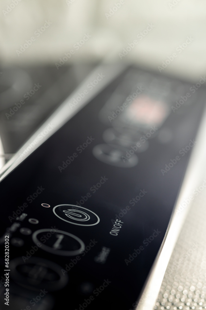 Switch button on off with symbol on dark background Switch button on off with symbol on dark background