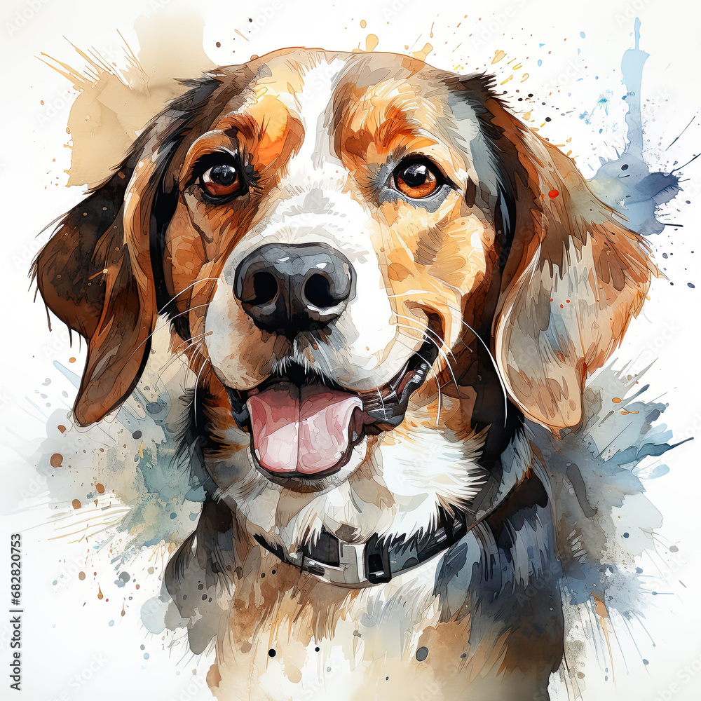 watercolor Beagle clipart, Generative Ai