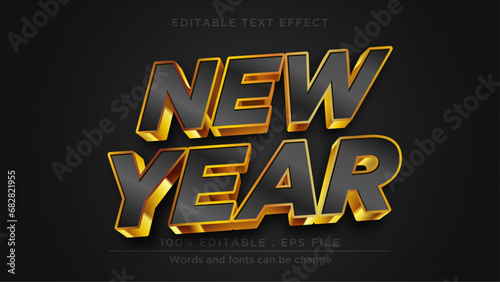 Happy new year text effect. Editable text template with new year theme
