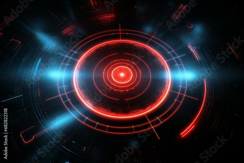Brilliant Glowing cyber target circle. Digital space. Generate Ai