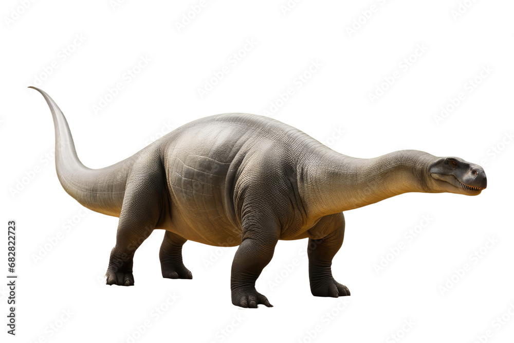 a high quality stock photograph of a single Apatosaurus isolated on a white background
