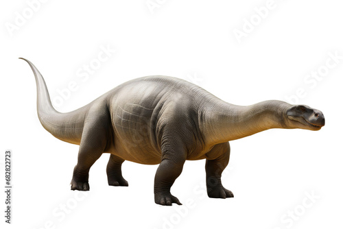 a high quality stock photograph of a single Apatosaurus isolated on a white background © ramses