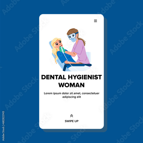 dentist dental hygienist woman vector. doctor healthcare, clinic patient, care hospital dentist dental hygienist woman web flat cartoon illustration