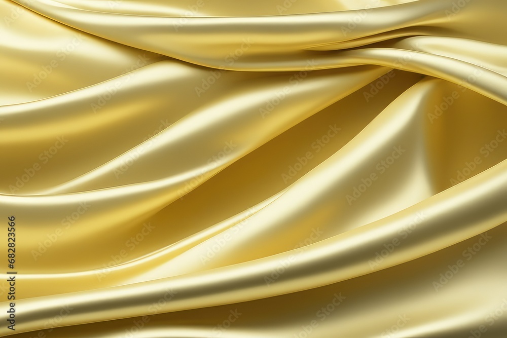 Beautiful silk flowing swirl of pastel gentle calming yellow gold and light ivory cloth background. Mock up template for product presentation. 3D rendering. copy text space Beautiful silk flowing swirl of pastel gentle calming yellow gold and light ivory cloth background. Mock up template for product presentation. 3D rendering. copy text space