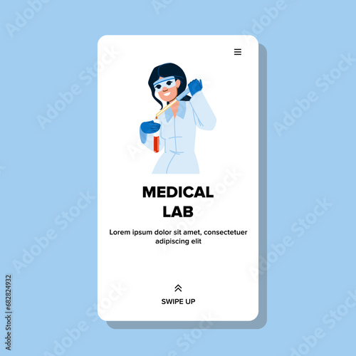 medicine medical lab vector. doctor hospital, technology equipment, care research medicine medical lab web flat cartoon illustration