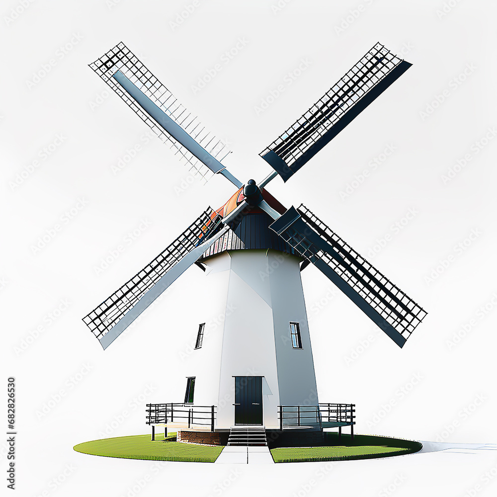 Windmill. Illustration on a white background.