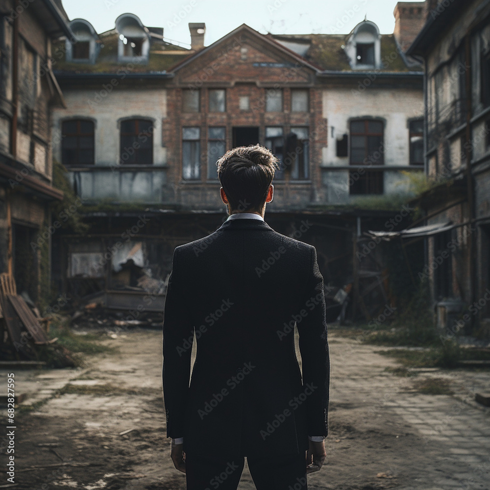 businessman walking in the city, Generative AI businessman walking in the city, Generative AI