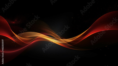 Abstract futuristic background with orange blurry glowing wave and neon lines