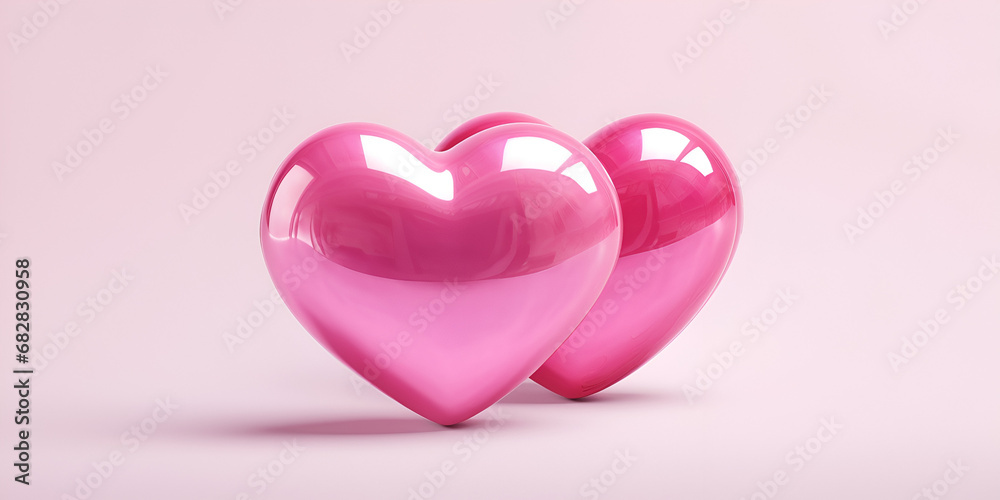 Heart Style Pink Love Balloons Set Against a Pink Background Pink heart balloons in pink background suitable for valentine's day and mother's day decoration heart icon like and love 3d rendering AI Ge