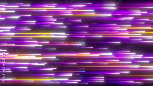 Moving laser beams. Abstract background in blue, yellow and purple neon glow colors. Dynamic background for event, party, carnival, celebration, anniversary or other. Seamless loop animation.