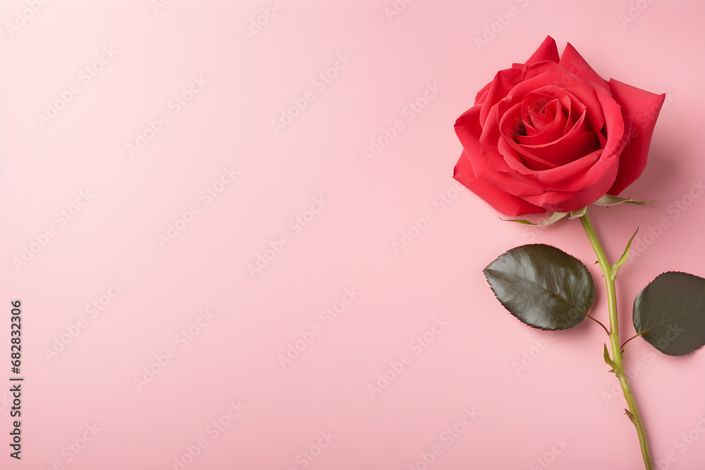 Fototapeta premium pink rose on a red background