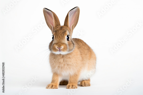 a small rabbit is standing on a white surface © illustrativeinfinity