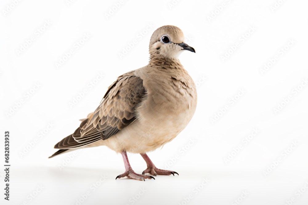 Fototapeta premium a bird standing on a white surface with a white background