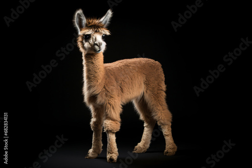 a llama standing in the dark with a black background © illustrativeinfinity