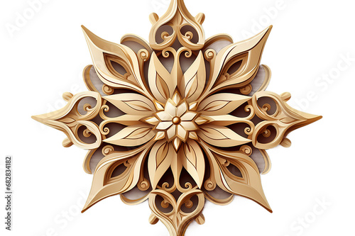 ottoman gold design pattern isolated on PNG Background. Generative Ai.