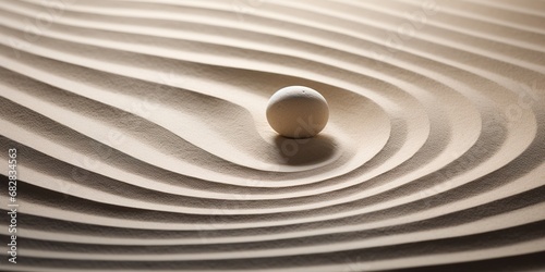 Generative AI, Zen garden with sand and stones, hypnotic simple illustration, calm relax and meditation concept	
 photo