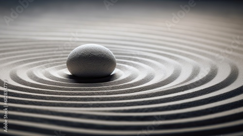 Generative AI  Zen garden with sand and stones  hypnotic simple illustration  calm relax and meditation concept  