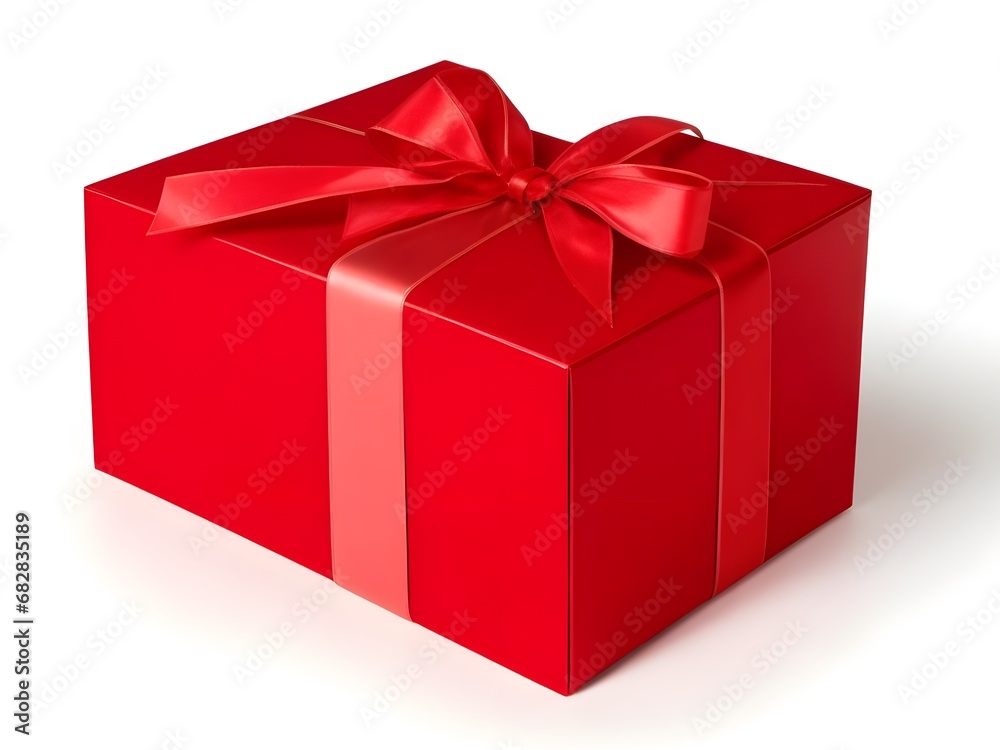 Obraz premium red gift box with ribbon