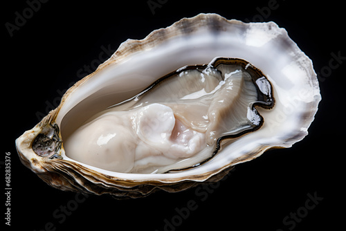 a close up of a oyster with a tooth