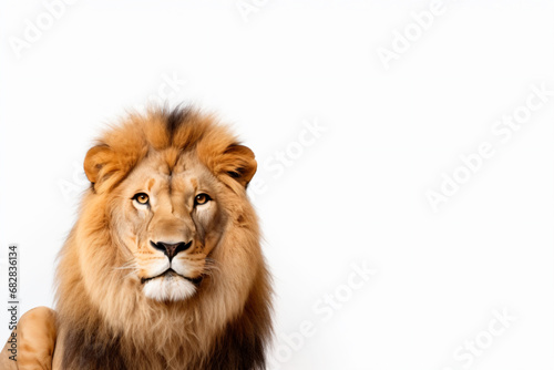 a lion sitting on top of a wooden table