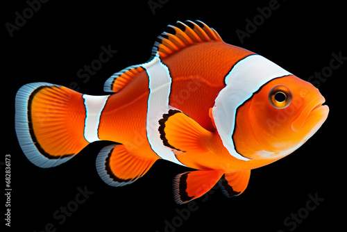 a clown fish with a black background