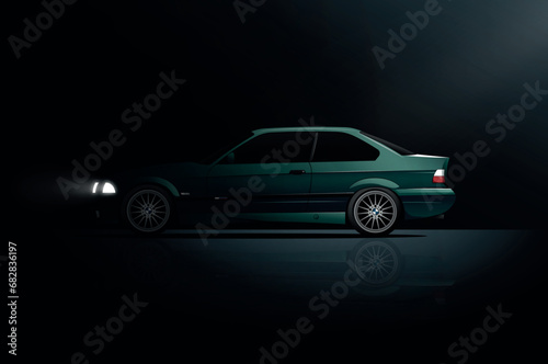 BMW e36 poster car illustration vector photo