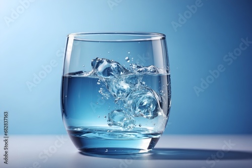 Close up shot clear glass of water with water splashing inside the glass © sonderstock