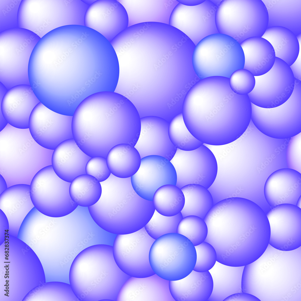 Bubbles Seamless Pattern. Retro line art texture. Vector Illustration of Stylish Geometric Background