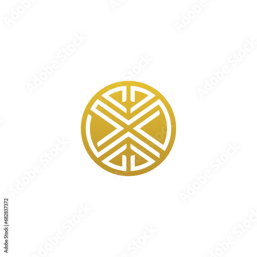X Letter Abstract Logo Icon Vector Element. Golden Color on a White. Isolated
