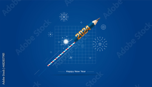 Business and financial growth concept design for 2024 new year.