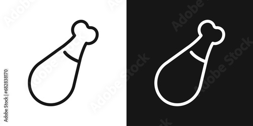 Fresh chicken drumstick line icon. Chicken leg, chicken meat