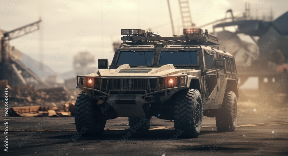 Robust Army Vehicle with Precision Generative AI Technology. Robust Army Vehicle with Precision Generative AI Technology.