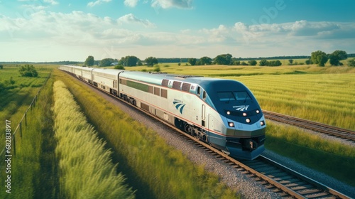 Ride the Amtrak passenger train through lush Michigan landscapes from Chicago, Illinois to Detroit, Michigan. photo