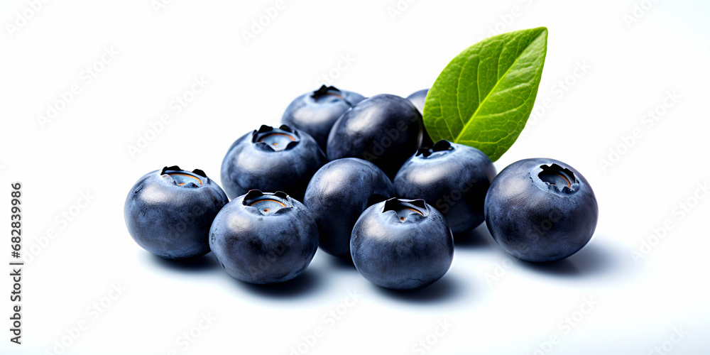 Dark purple fresh blueberry fruit On a white background, there is space and a beautiful perspective. Dark purple fresh blueberry fruit On a white background, there is space and a beautiful perspective.