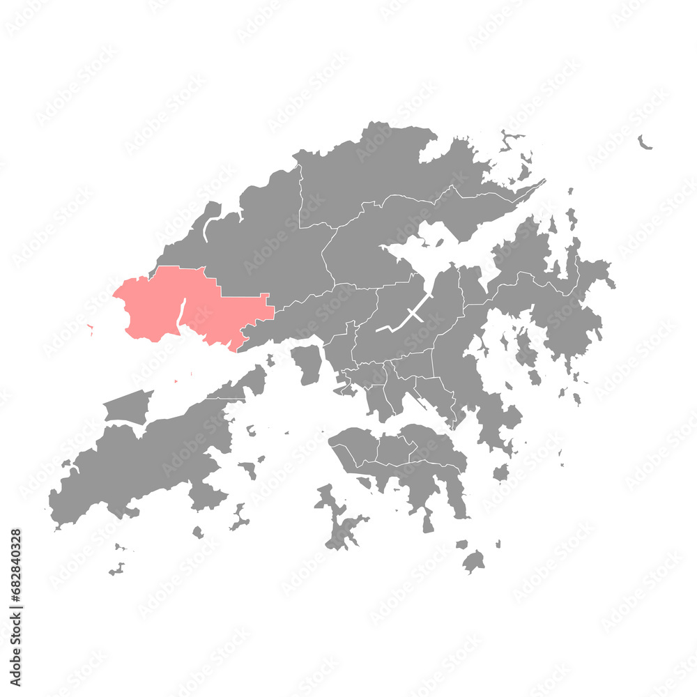 Tuen Mun district map, administrative division of Hong Kong. Vector illustration.