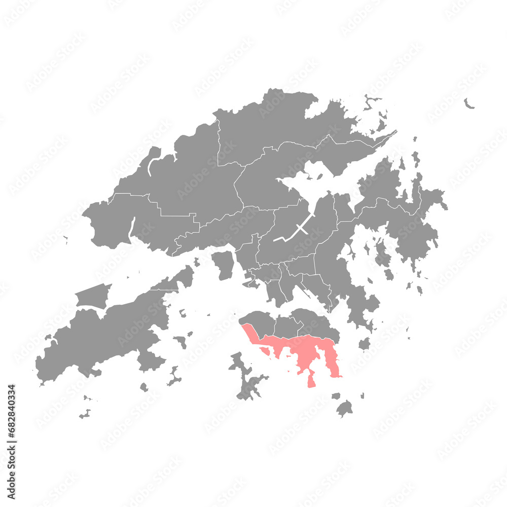 Southern district map, administrative division of Hong Kong. Vector illustration.