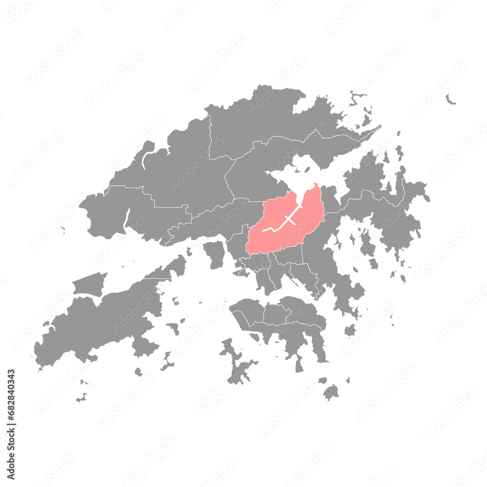 Sha Tin district map, administrative division of Hong Kong. Vector illustration.