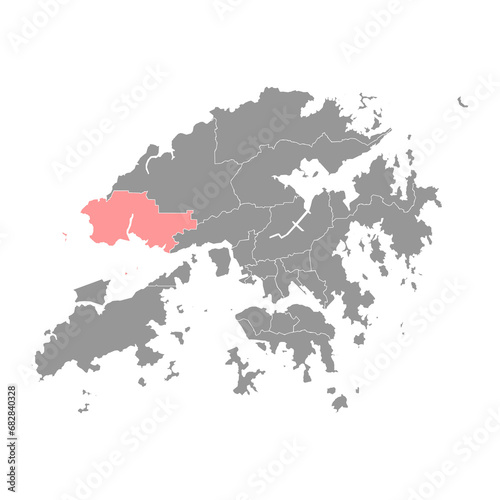 Tuen Mun district map  administrative division of Hong Kong. Vector illustration.