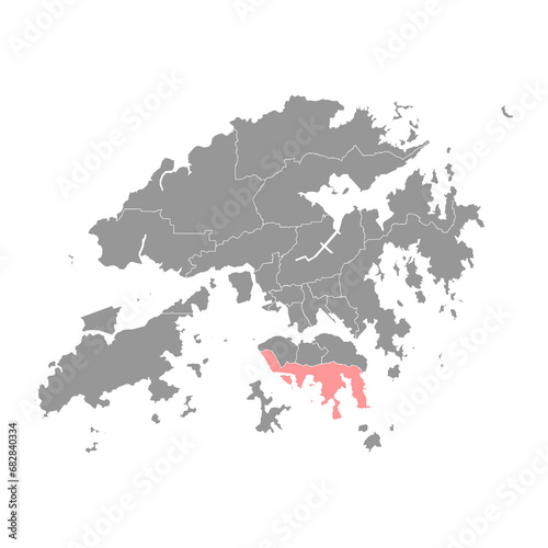 Southern district map  administrative division of Hong Kong. Vector illustration.