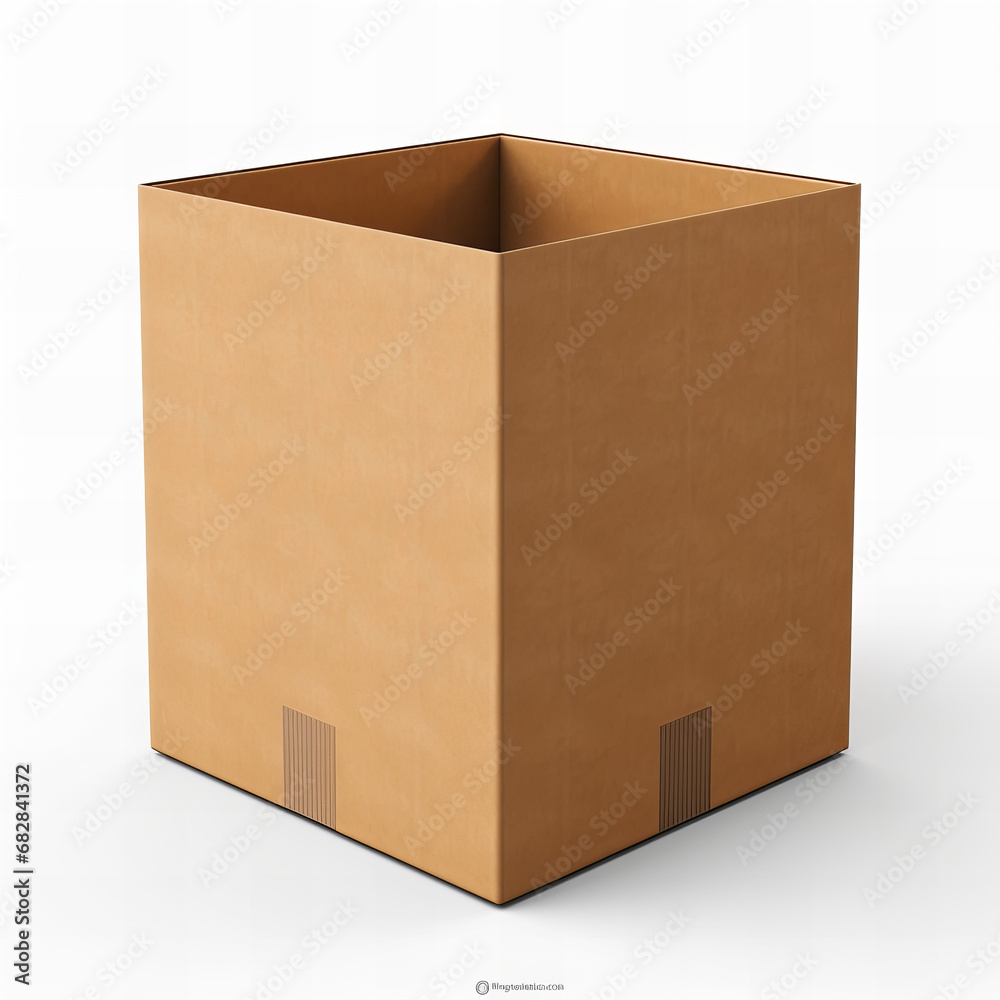 Opened cardboard box isolated on white background