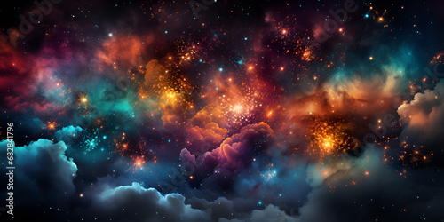 Galaxy Starry Sky Colorful Background. Cosmic Symphony: Colorful Galaxy Bliss